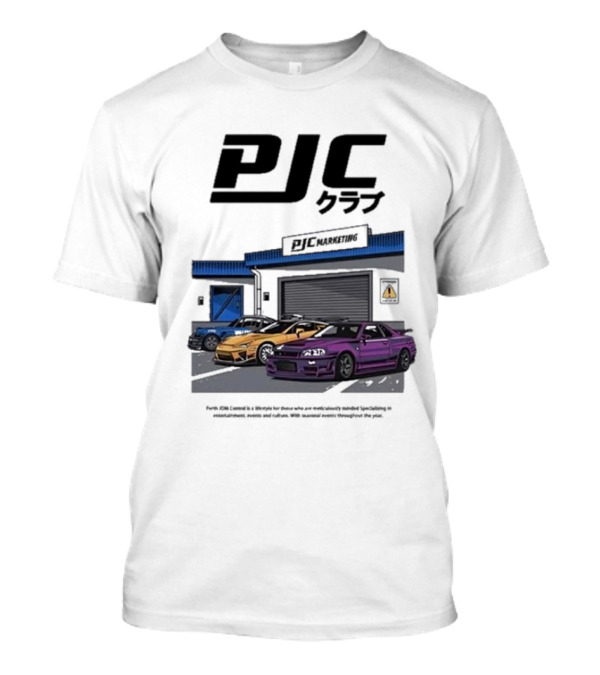 PJC クラブ Perth JDM Central PJC Marketing Garage Cars T-Shirt