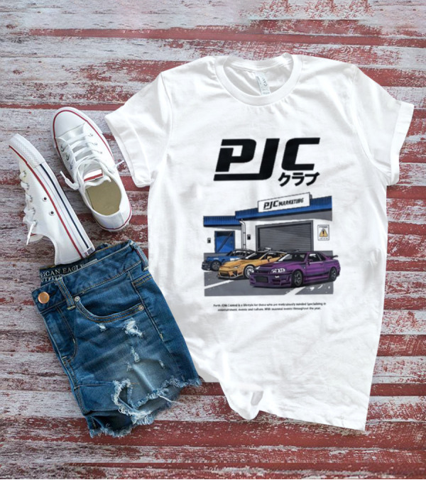PJC クラブ Perth JDM Central PJC Marketing Garage Cars T-Shirt
