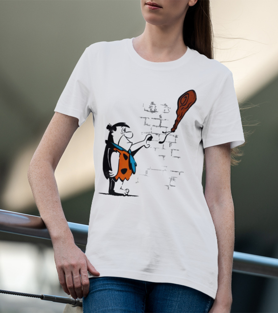Fred Flintstone Balloon Meat Banksy Mashup T-Shirt