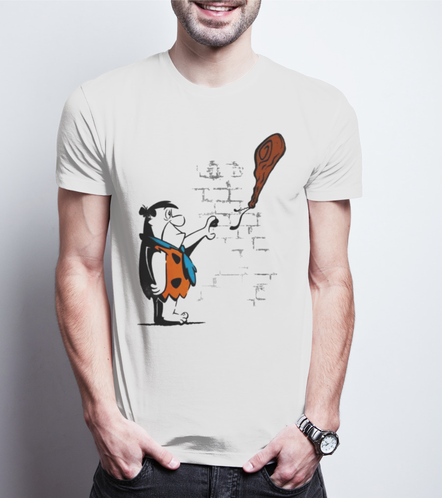 Fred Flintstone Balloon Meat Banksy Mashup T-Shirt
