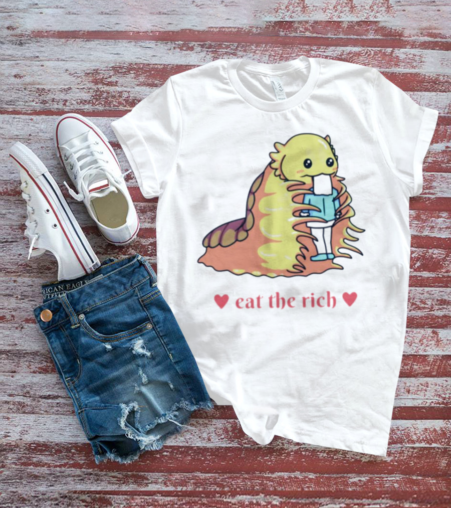 Heart Eat The Rich Space Slug Hugging Person T-Shirt