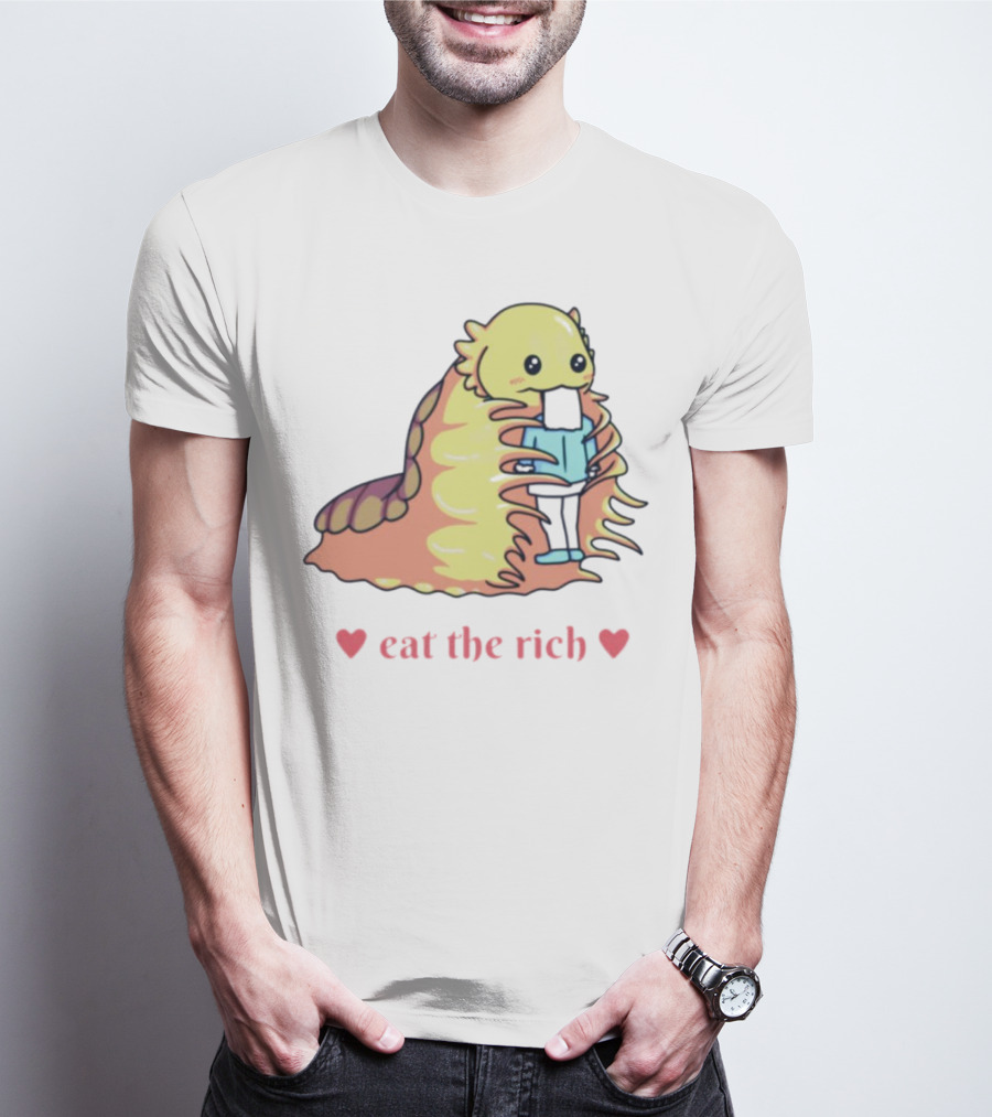 Heart Eat The Rich Space Slug Hugging Person T-Shirt
