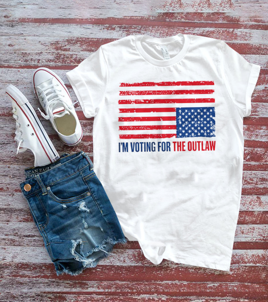 USA Flag I'm Voting For The Outlaw Distressed American T-Shirt