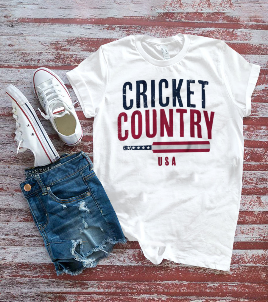 Cricket Country USA American Flag Bat T-Shirt