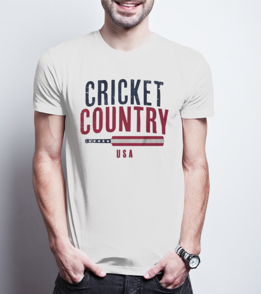 Cricket Country USA American Flag Bat T-Shirt