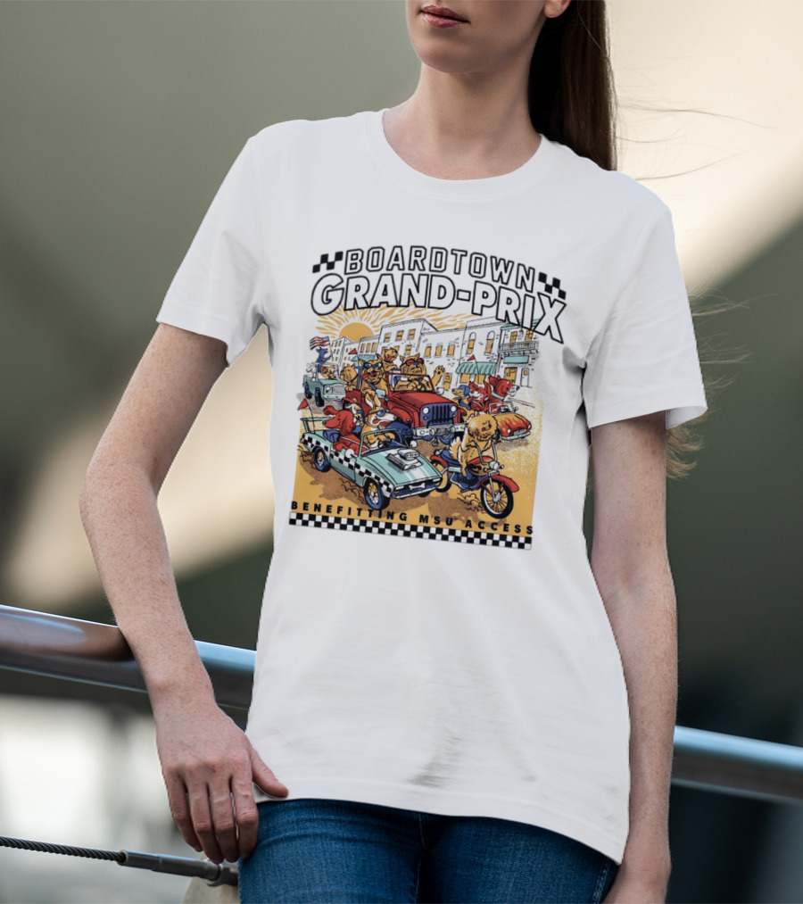 Boardtown Grand-Prix Colorful Animal Parade Benefit MSU Access T-Shirt