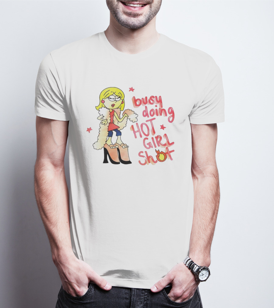 Busy Doing Hot Girl Shot Cartoon Style Fashion Humor T-Shirt