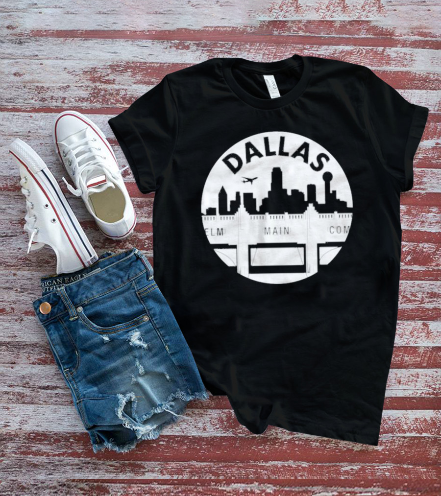 Triple Underpass Elm Main Commerce Dallas Skyline T-Shirt