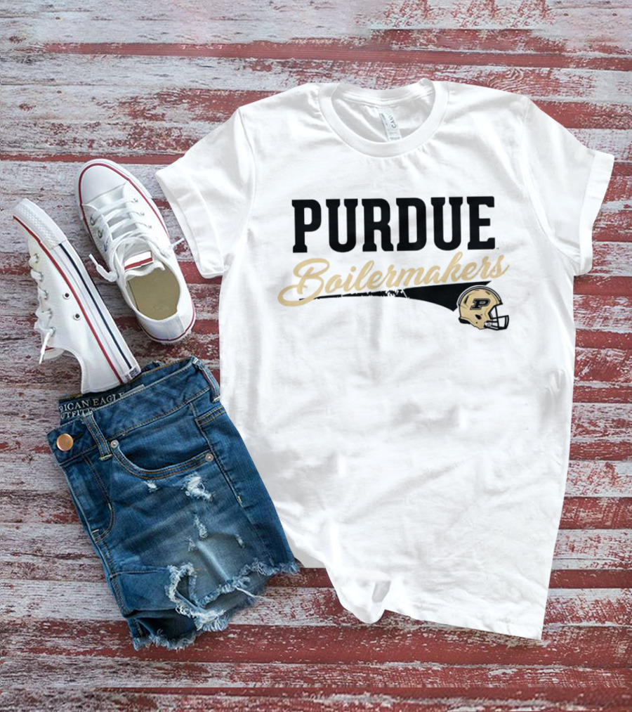 Purdue Boilermakers Script With Iconic Helmet T-Shirt