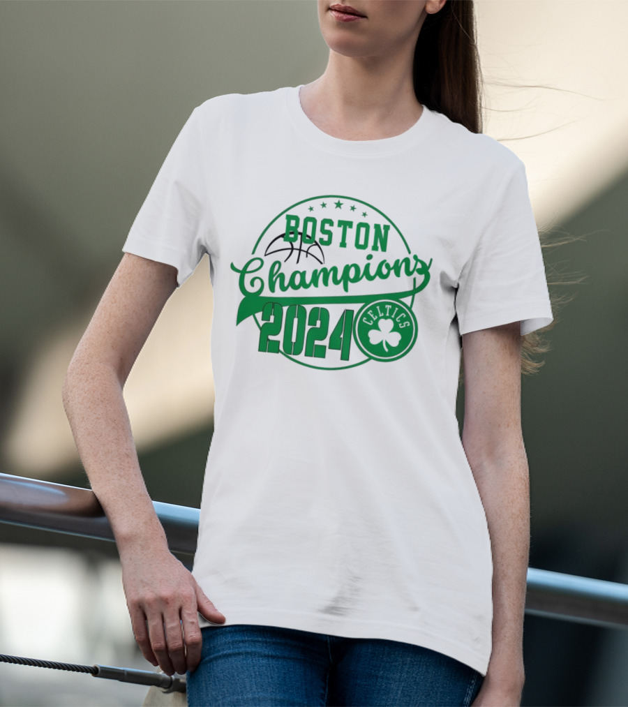 Boston Celtics Champions 2024 NBA Basketball Clover Emblem T-Shirt
