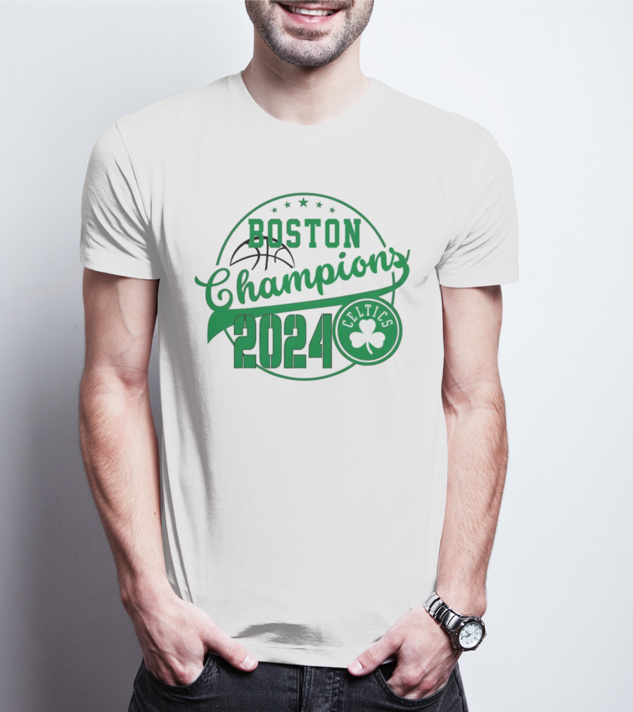 Boston Celtics Champions 2024 NBA Basketball Clover Emblem T-Shirt