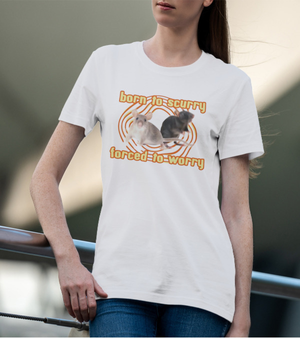 Born To Scurry Forced To Worry With Two Rats And Swirling Background T-Shirt