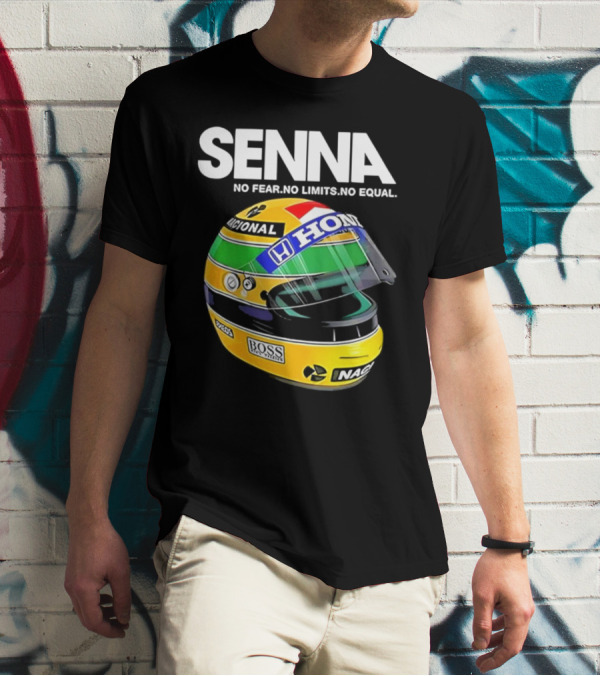 SENNA No Fear No Limits No Equal Honda Racing Helmet BOSS Nacional T-Shirt