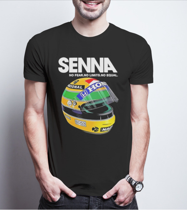 SENNA No Fear No Limits No Equal Honda Racing Helmet BOSS Nacional T-Shirt