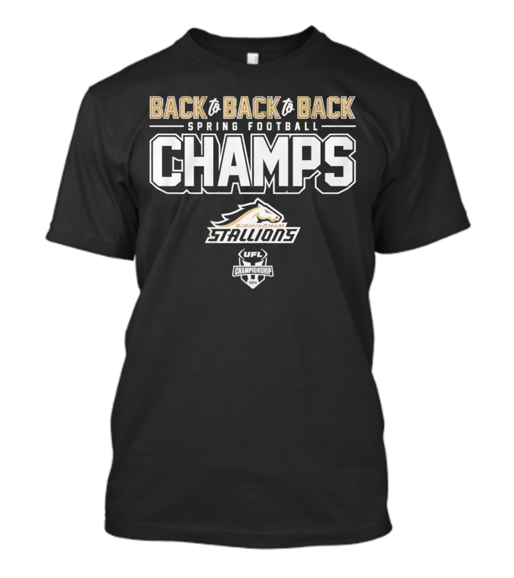 Back To Back To Back Spring Football Champs Birmingham Stallions UFL Championship T-Shirt