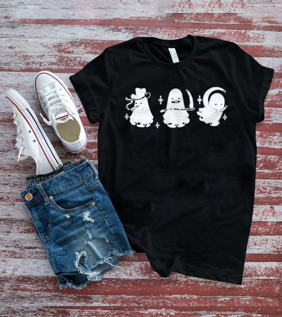 Cowboy Ghosts With Scythe And Crescent Moon T-Shirt