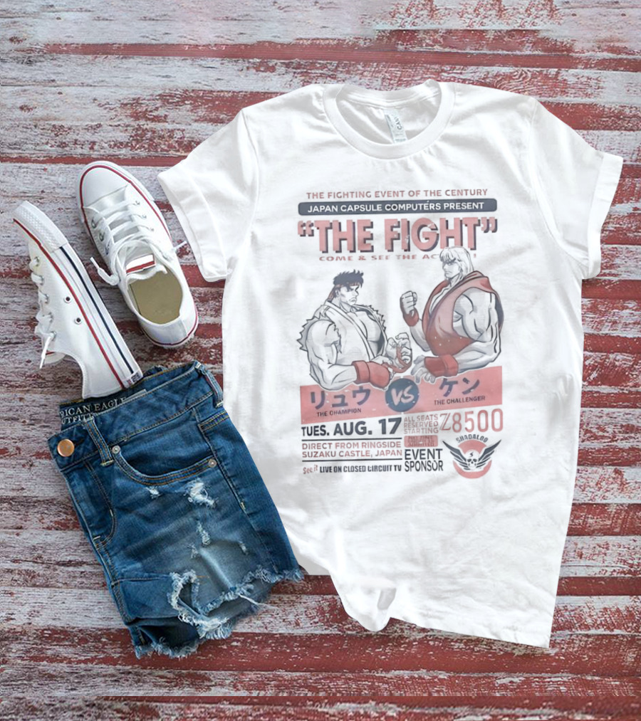 Japan Capsule Computers Present Ryu Vs Ken The Fight Of The Century Suzaku Castle August 17 T-Shirt