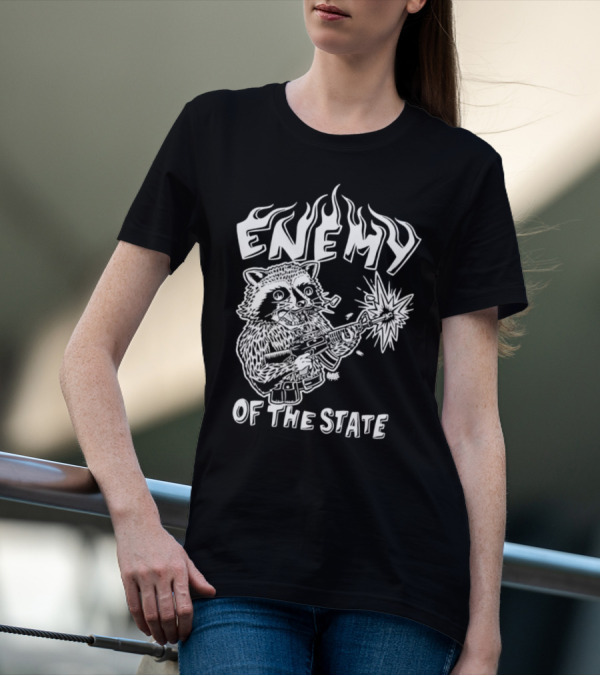 Enemy Of The State Raccoon With Gun Olafh Ace T-Shirt