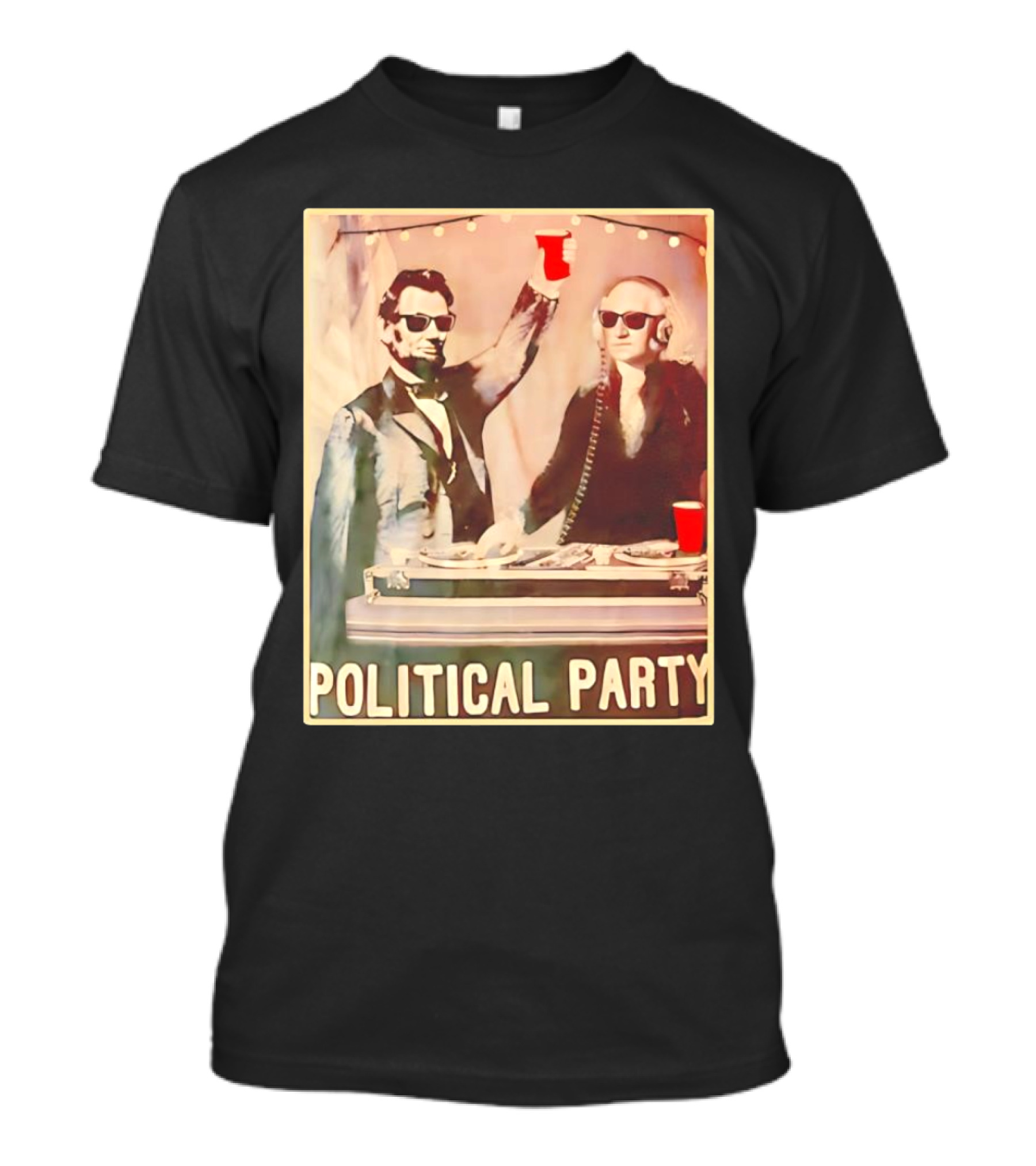 Political Party George Washington Abraham Lincoln DJ Remix T-Shirt