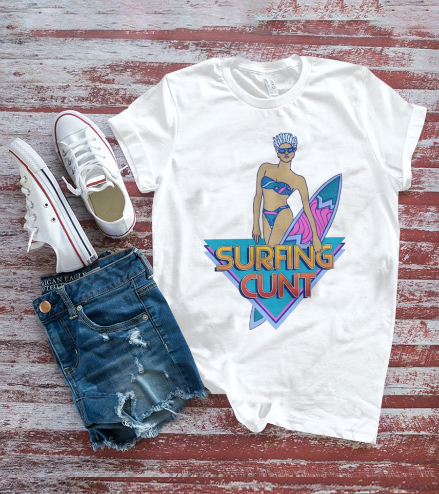Surfing Cunt Retro Summer Vibes Surfer Girl Iconic T-Shirt