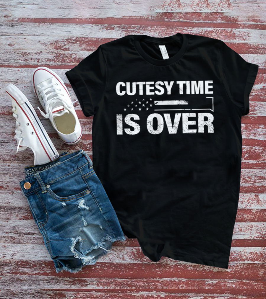 Cutesy Time Is Over American Flag Rifle T-Shirt