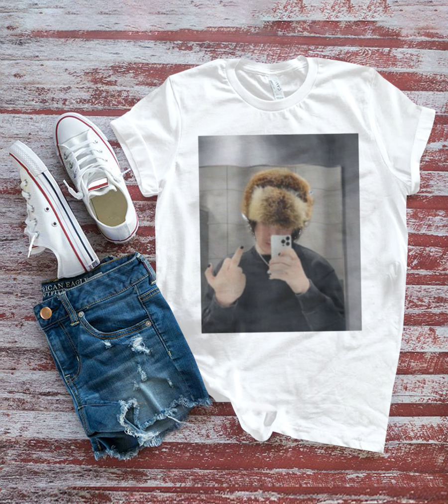 Ryannice Middle Finger Furry Hat Mirror Selfie Black Nails T-Shirt