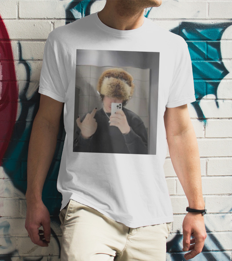 Ryannice Middle Finger Furry Hat Mirror Selfie Black Nails T-Shirt