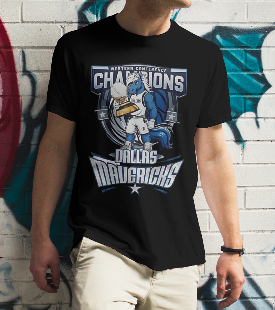 Western Conference Champions Dallas Mavericks Basketball Mascot Trophy T-Shirt