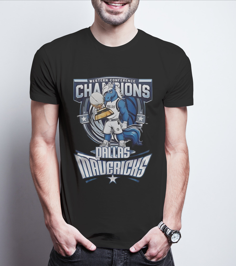 Western Conference Champions Dallas Mavericks Basketball Mascot Trophy T-Shirt