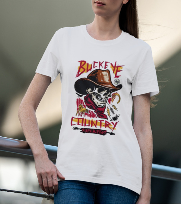 Buckeye Country Superfest Skeleton Cowboy With Horse And Lasso T-Shirt