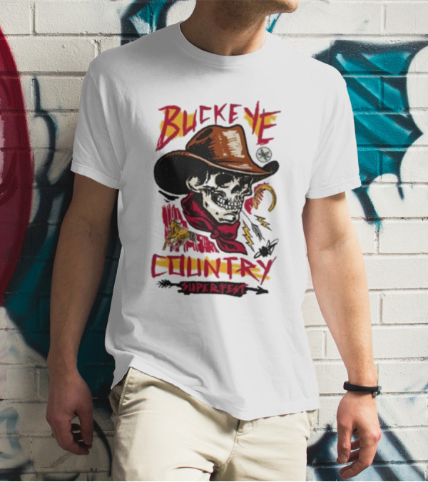 Buckeye Country Superfest Skeleton Cowboy With Horse And Lasso T-Shirt