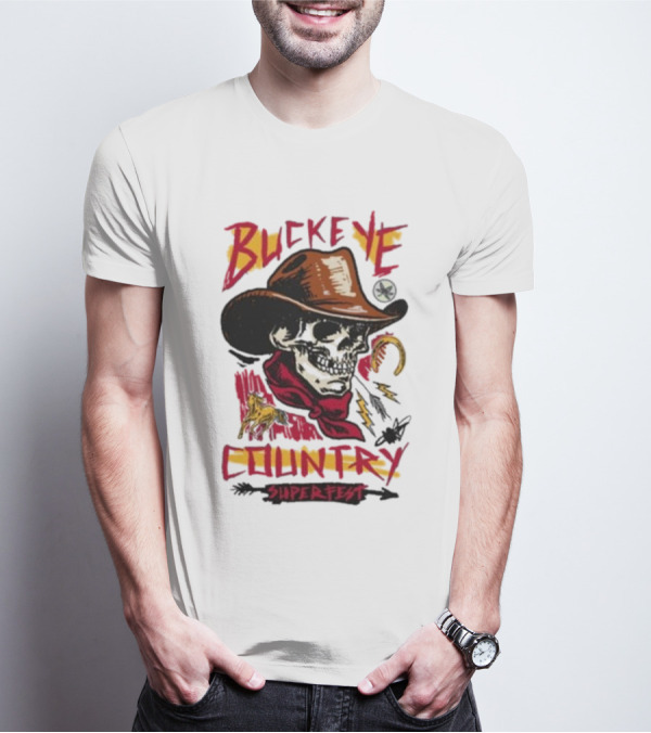 Buckeye Country Superfest Skeleton Cowboy With Horse And Lasso T-Shirt