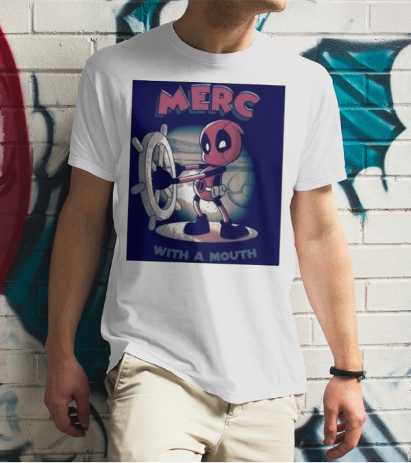 Deadpool Merc With A Mouth Steering Wheel Cartoon T-Shirt