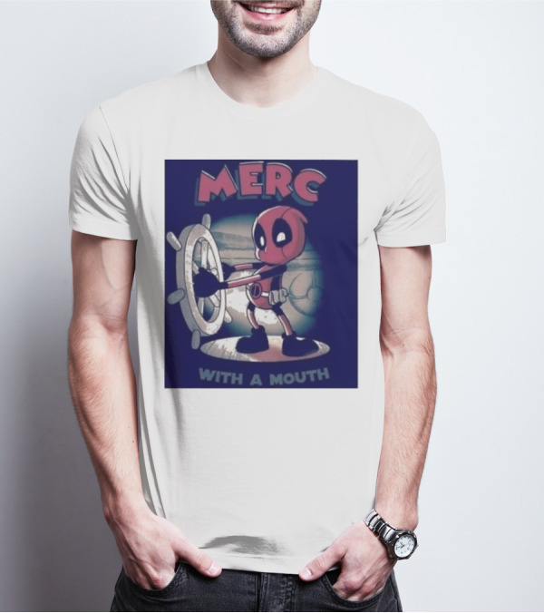 Deadpool Merc With A Mouth Steering Wheel Cartoon T-Shirt