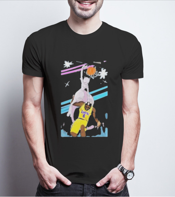 Mewtwo Dunking On Lakers Basketball Star Lebron James T-Shirt