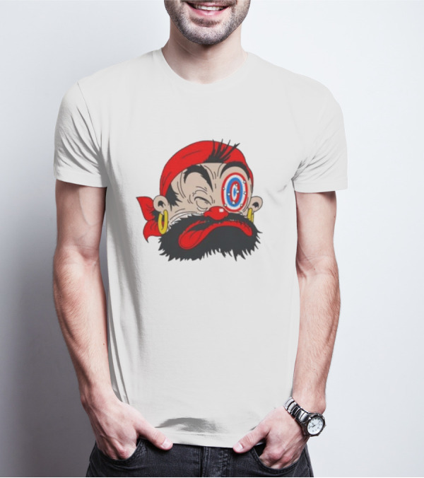 Popeye The Sailor Man Bluto Sindbad Face Close-Up Red Bandana Gold Earrings T-Shirt