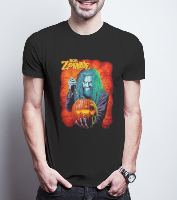 Rob Zombie Hellbilly Deluxe Halloween Pumpkin Horror T-Shirt