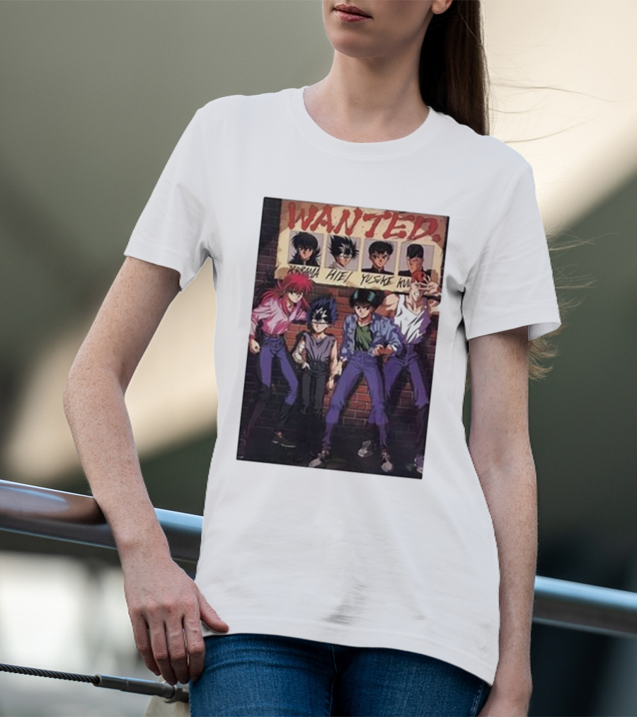 Wanted Kurama Hiei Yusuke Kuwabara Yu Yu Hakusho Anime Characters T-Shirt