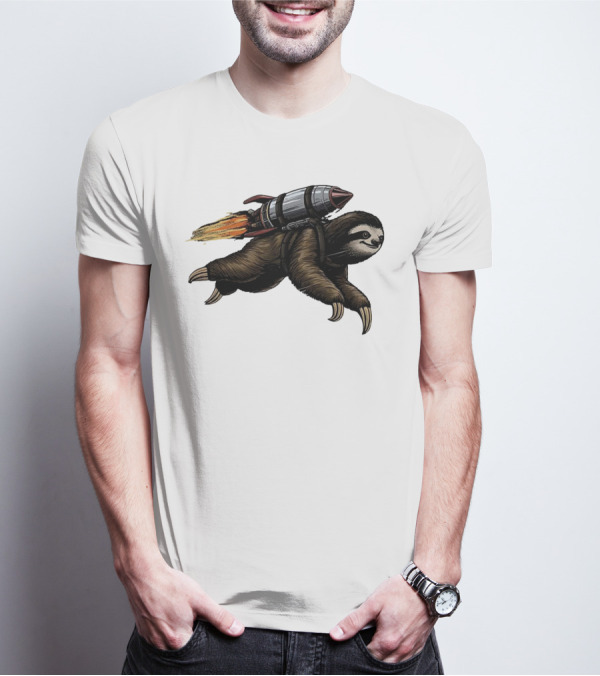 Sloth With Rocket-Powered Jetpack In Flight T-Shirt