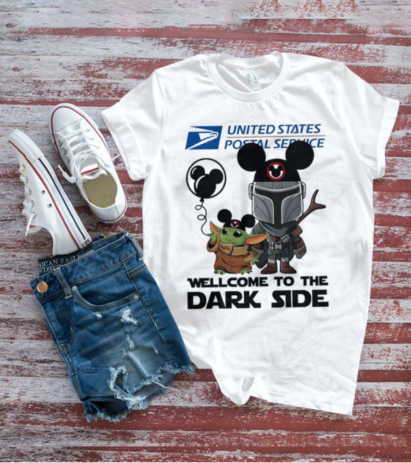 United States Postal Service Welcome To The Dark Side With Baby Yoda And The Mandalorian Mickey Ears T-Shirt