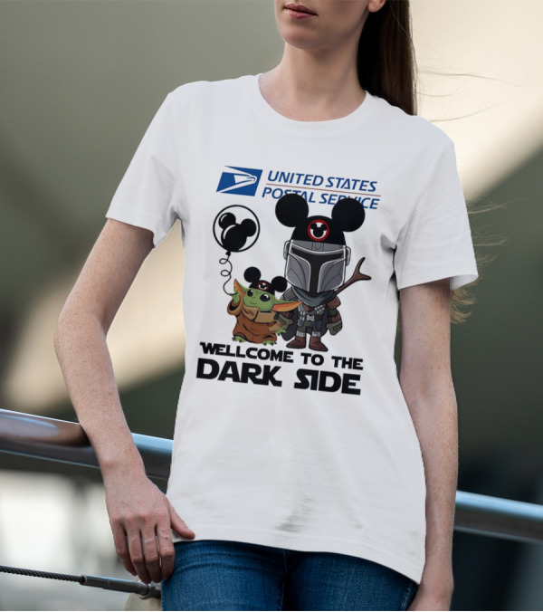 United States Postal Service Welcome To The Dark Side With Baby Yoda And The Mandalorian Mickey Ears T-Shirt