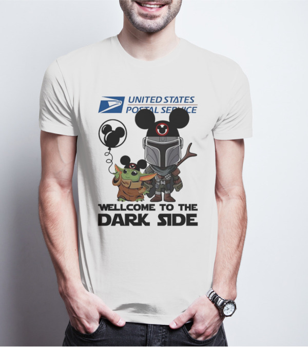 United States Postal Service Welcome To The Dark Side With Baby Yoda And The Mandalorian Mickey Ears T-Shirt