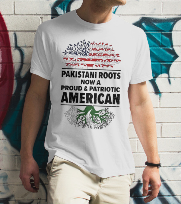 Pakistani Roots With Proud Patriotic American Flag Symbolism T-Shirt