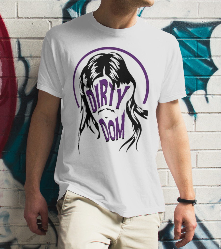 Dirty Dom Mullet Retro Style Black And Purple T-Shirt