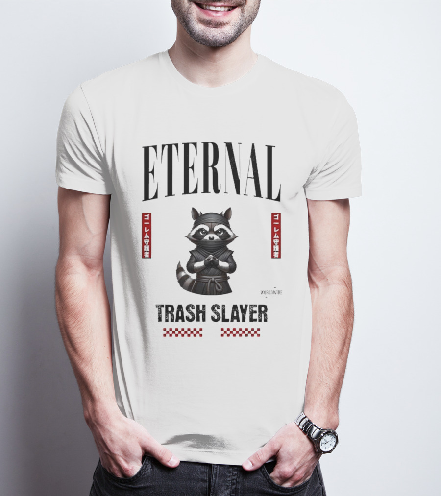 Eternal Ninja Trash Slayer Worldwide Raccoon T-Shirt
