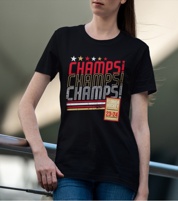 Florida Hockey Champs Champs Champs 23-24 T-Shirt