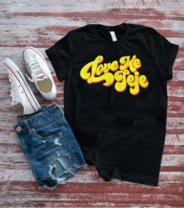 Love Me Jeje Retro Style Text Yellow And Red Groovy Font T-Shirt