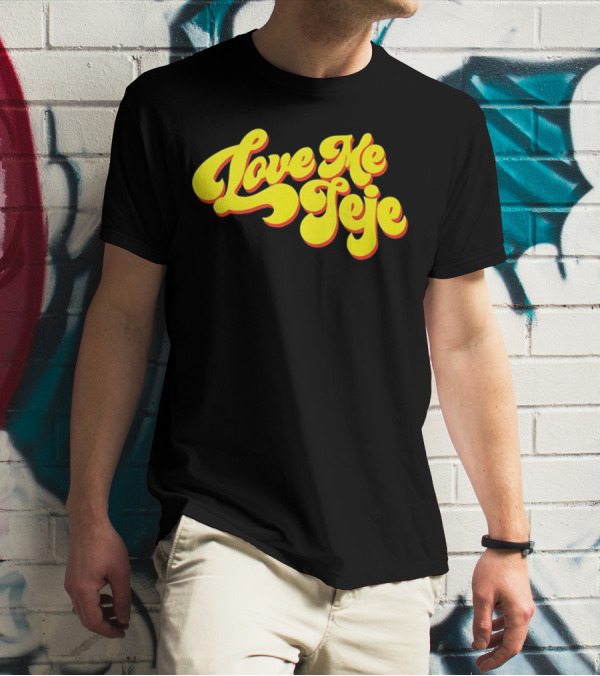 Love Me Jeje Retro Style Text Yellow And Red Groovy Font T-Shirt