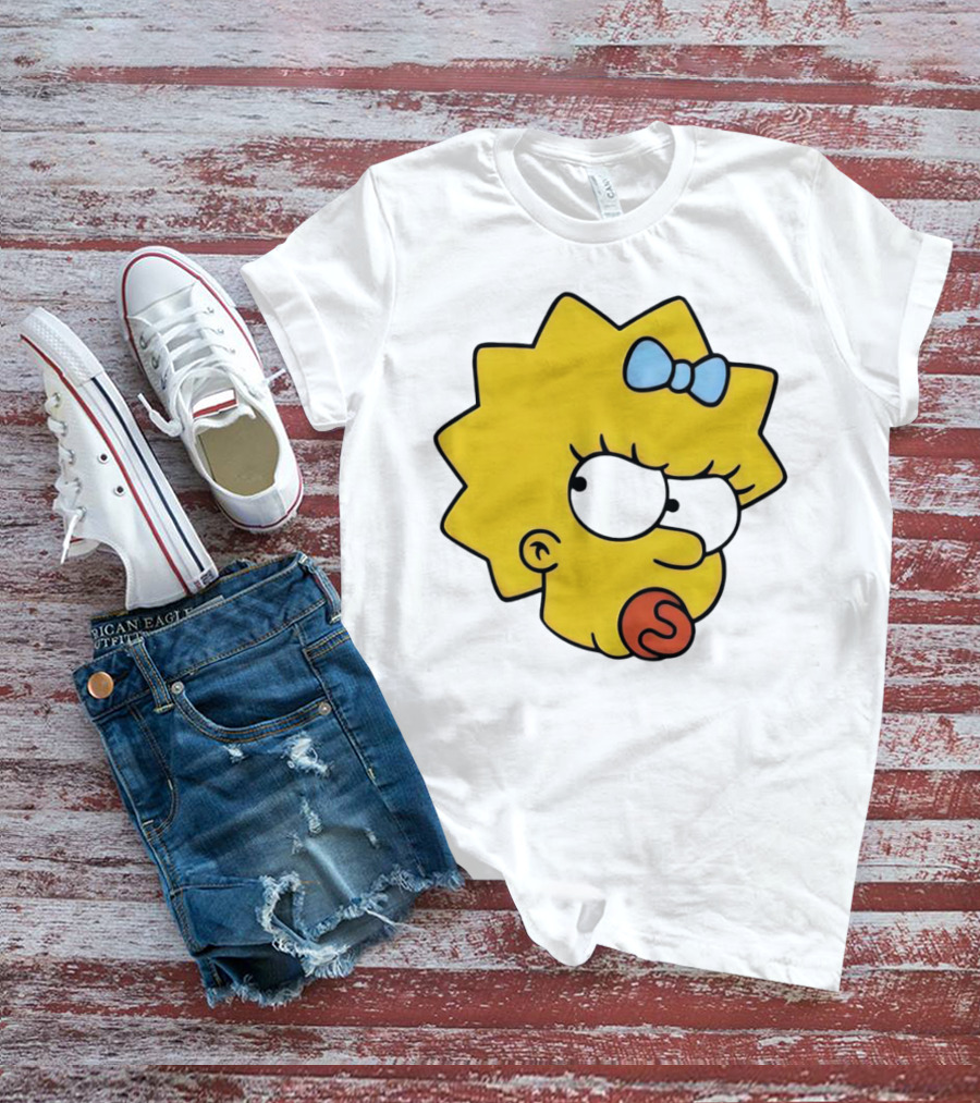 Manicita The Simpsons Maggie Angry Face With Pacifier And Bow T-Shirt