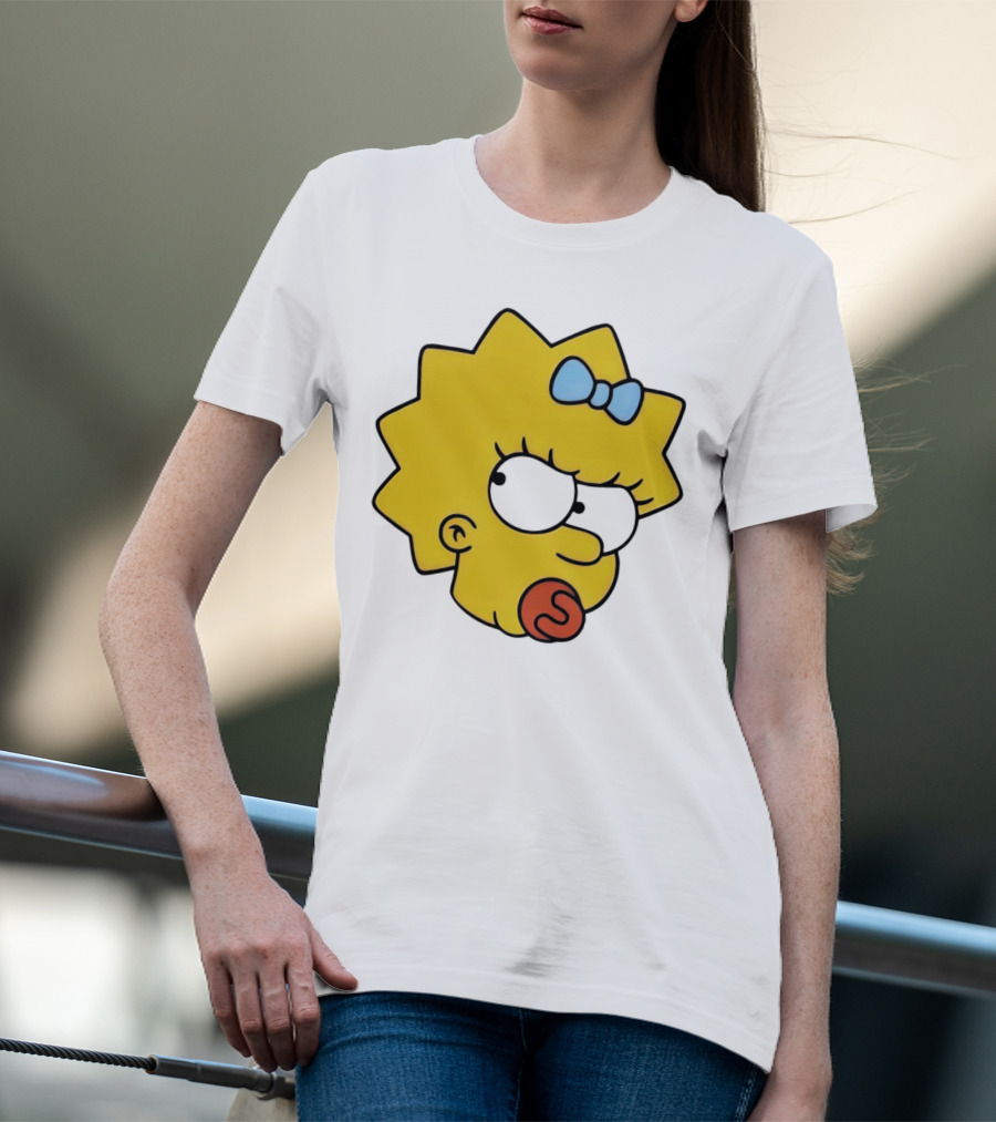 Manicita The Simpsons Maggie Angry Face With Pacifier And Bow T-Shirt